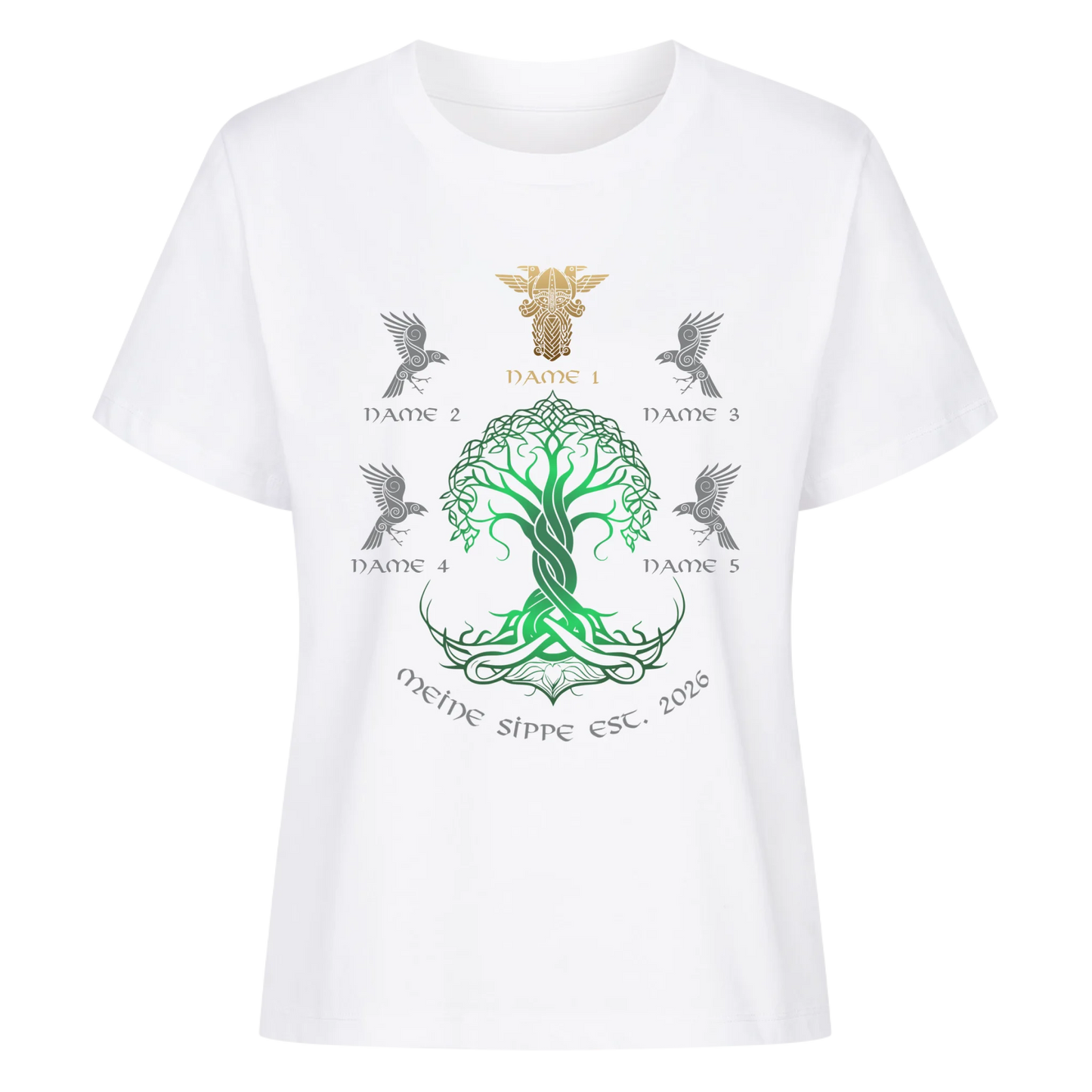 Personalisierte Wikingerfamilie Yggdrasil T-Shirt