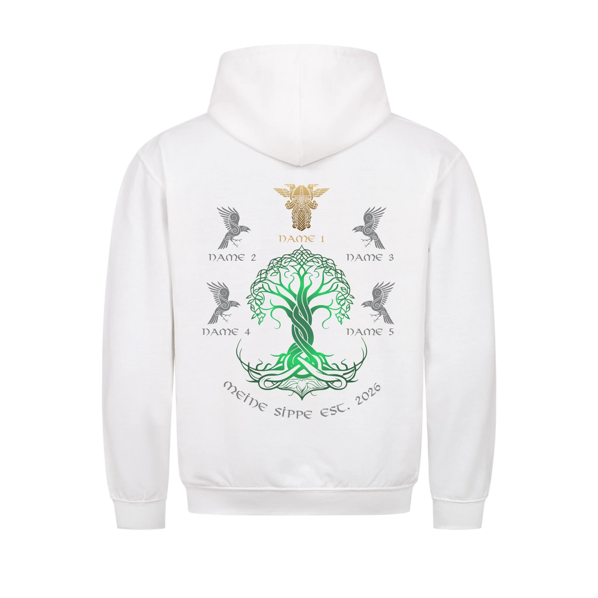 Personalisierte Wikingerfamilie Yggdrasil Hoodie