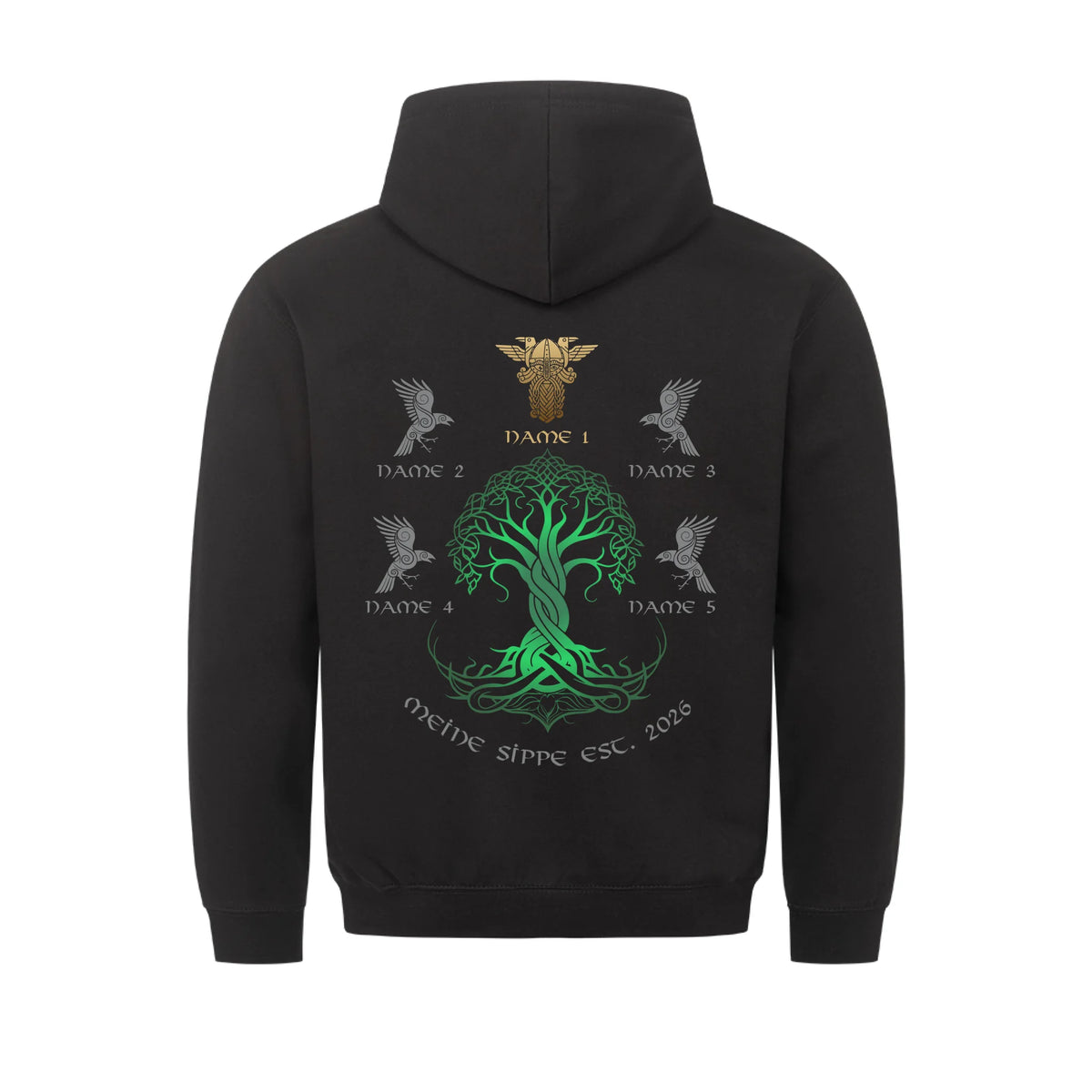 Personalisierte Wikingerfamilie Yggdrasil Hoodie