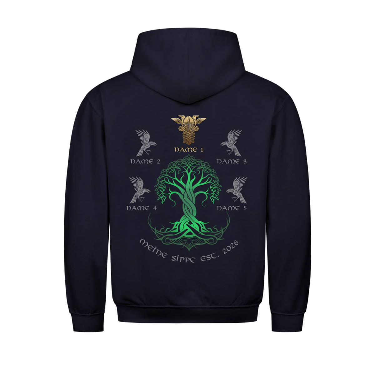 Personalisierte Wikingerfamilie Yggdrasil Hoodie