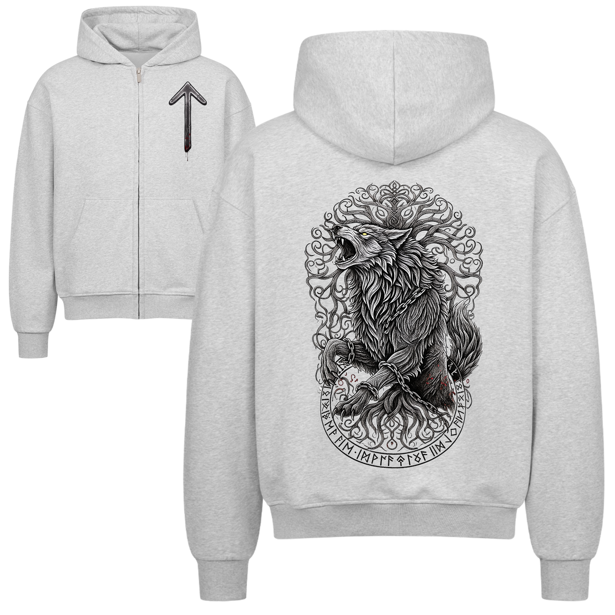 Fenrir & Yggdrasil Oversized Zipper Hoodie