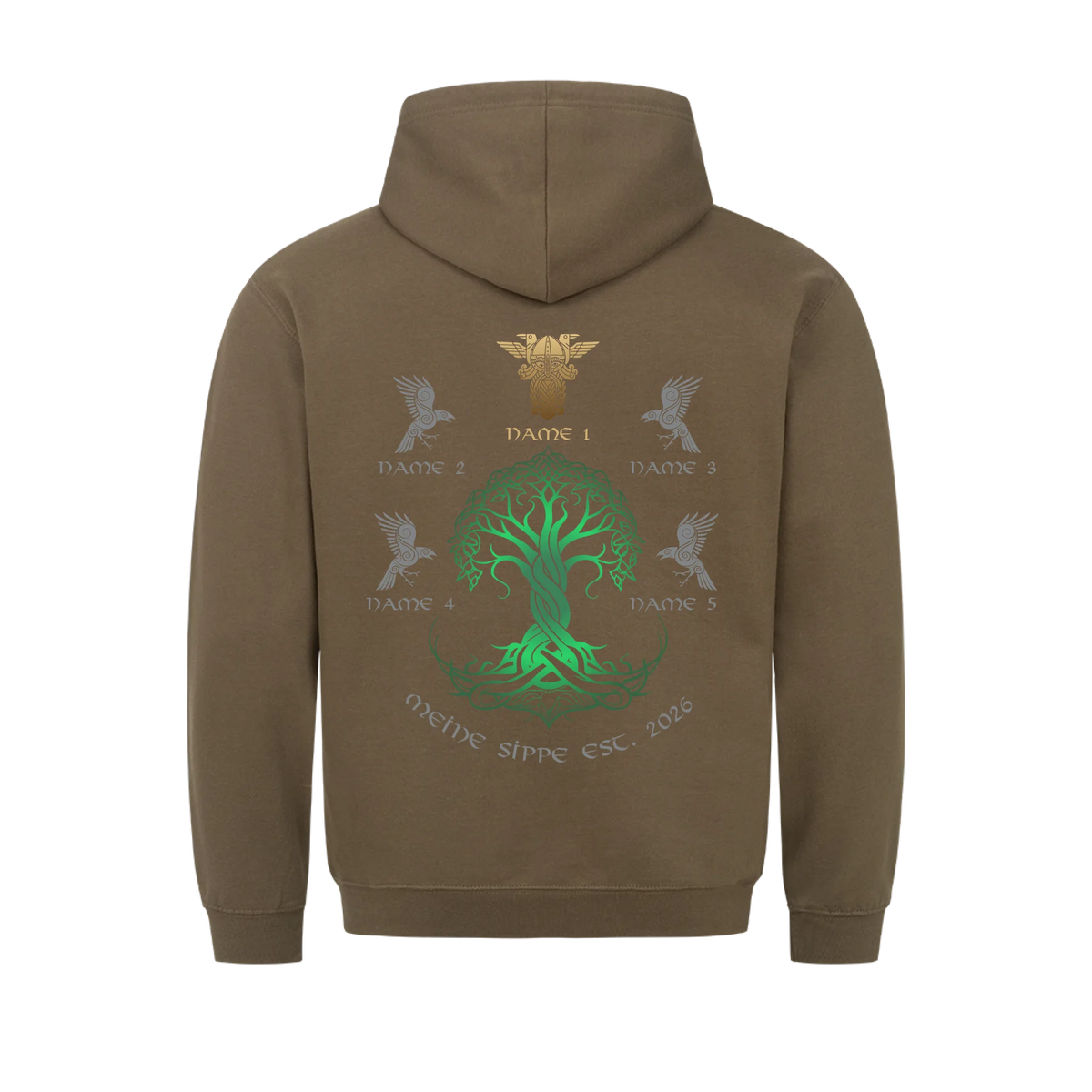 Personalisierte Wikingerfamilie Yggdrasil Hoodie