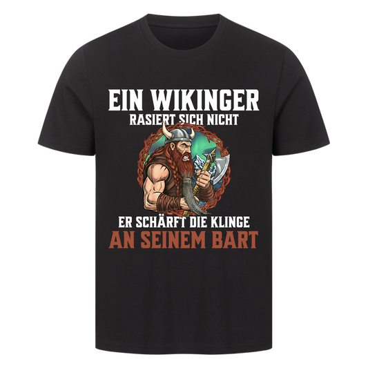 Er schärft die Klinge an seinem Bart T-Shirt