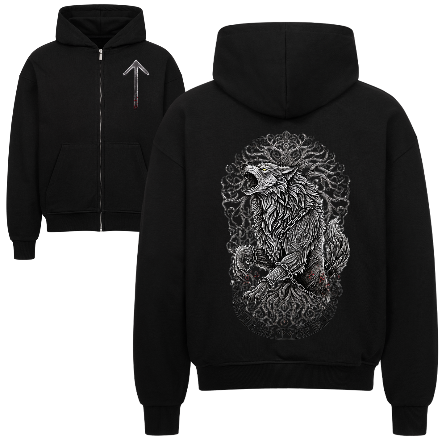 Fenrir & Yggdrasil Oversized Zipper Hoodie