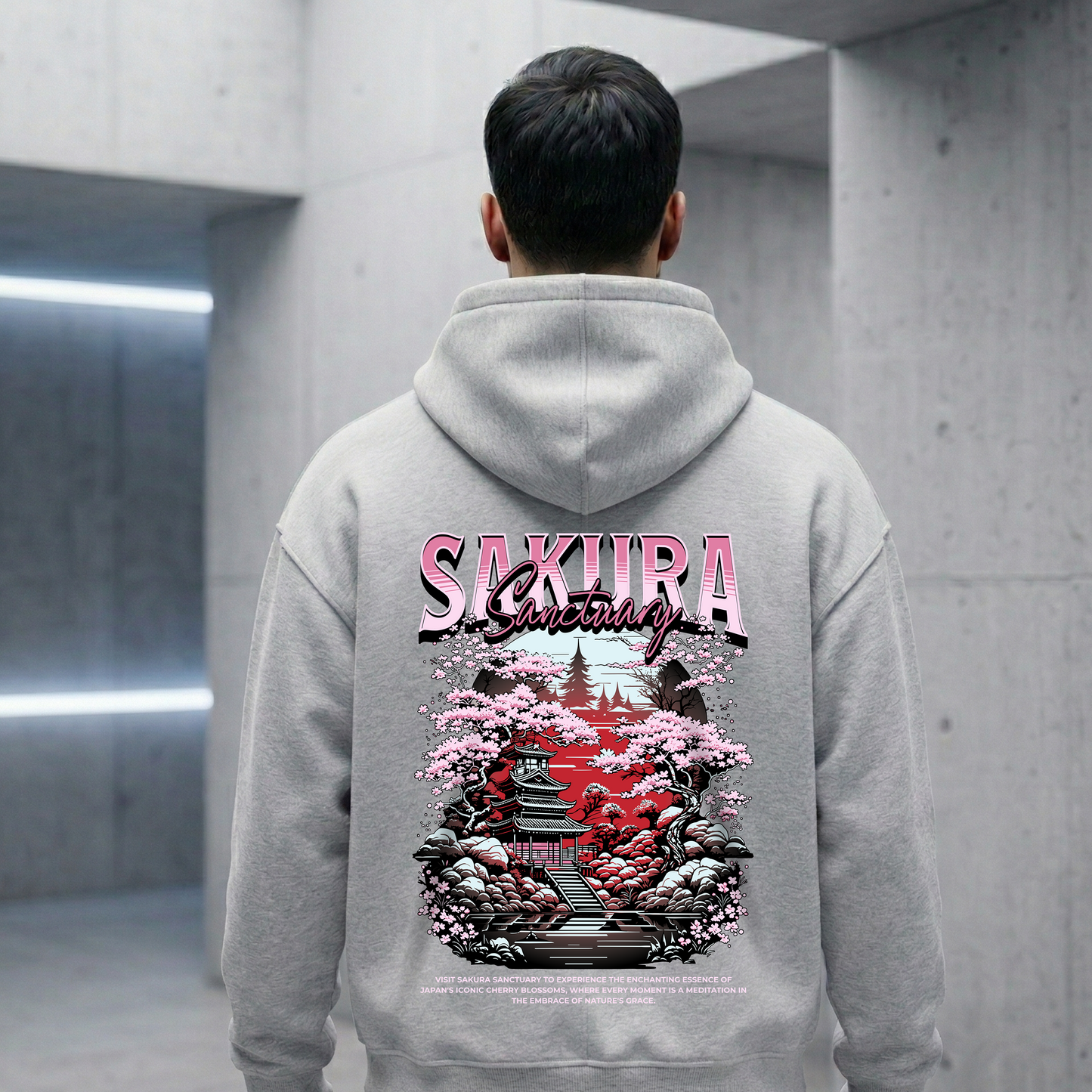 Sakura Sanctuary Oversized Zipper Hoodie