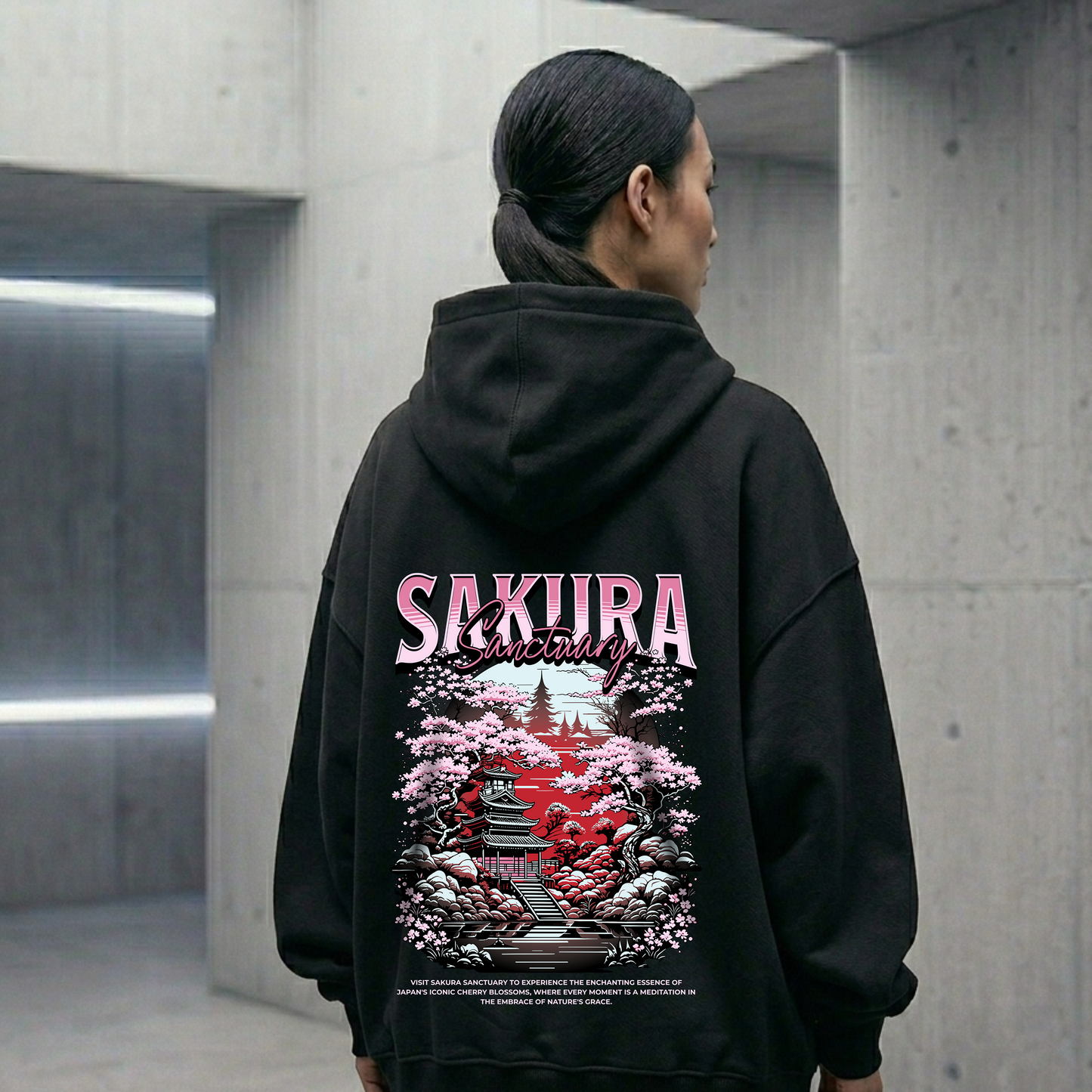 Sakura Sanctuary Oversized Zipper Hoodie