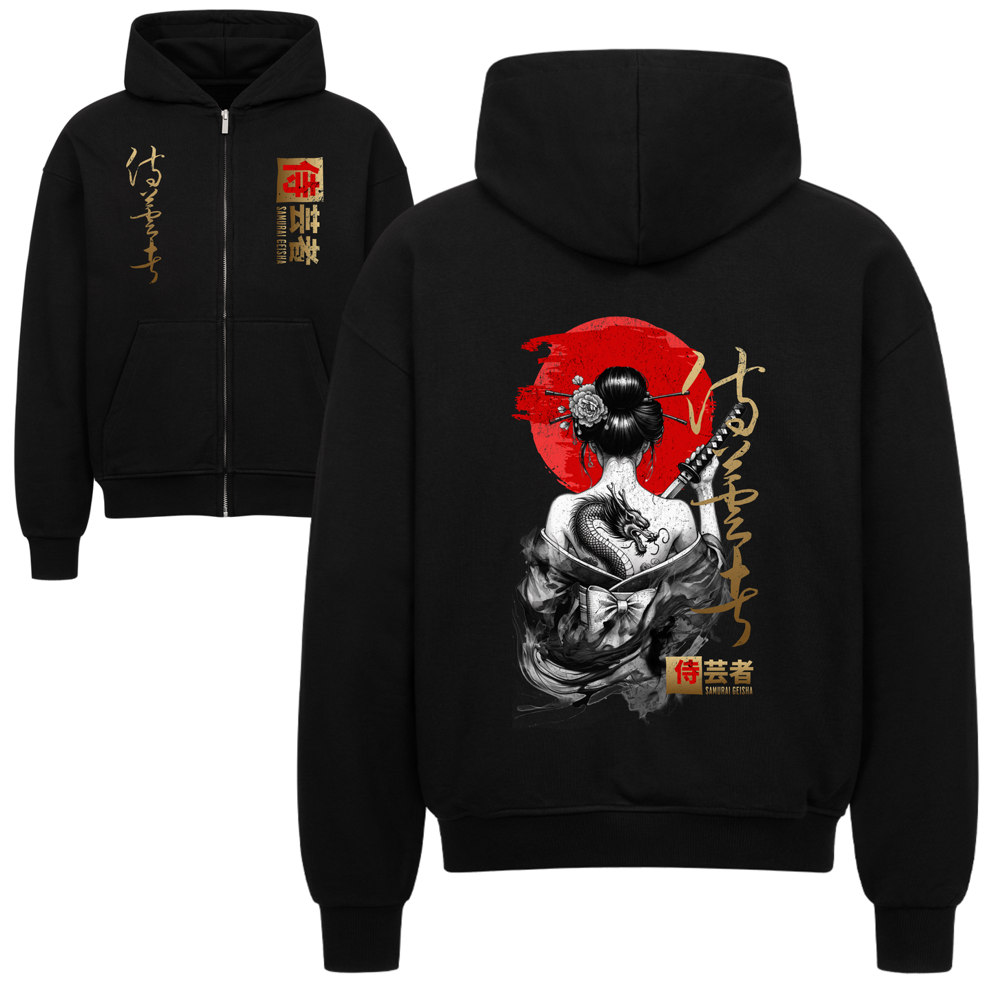 Samurai Geisha Oversized Zipper Hoodie