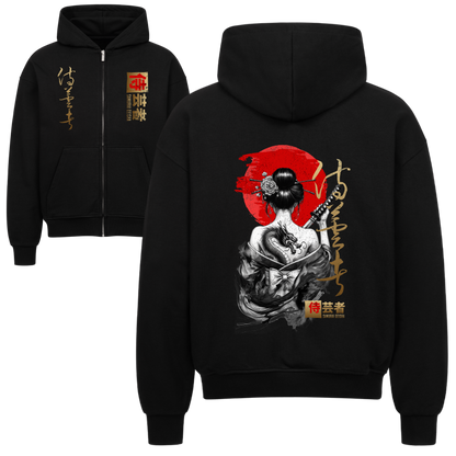 Samurai Geisha Oversized Zipper Hoodie