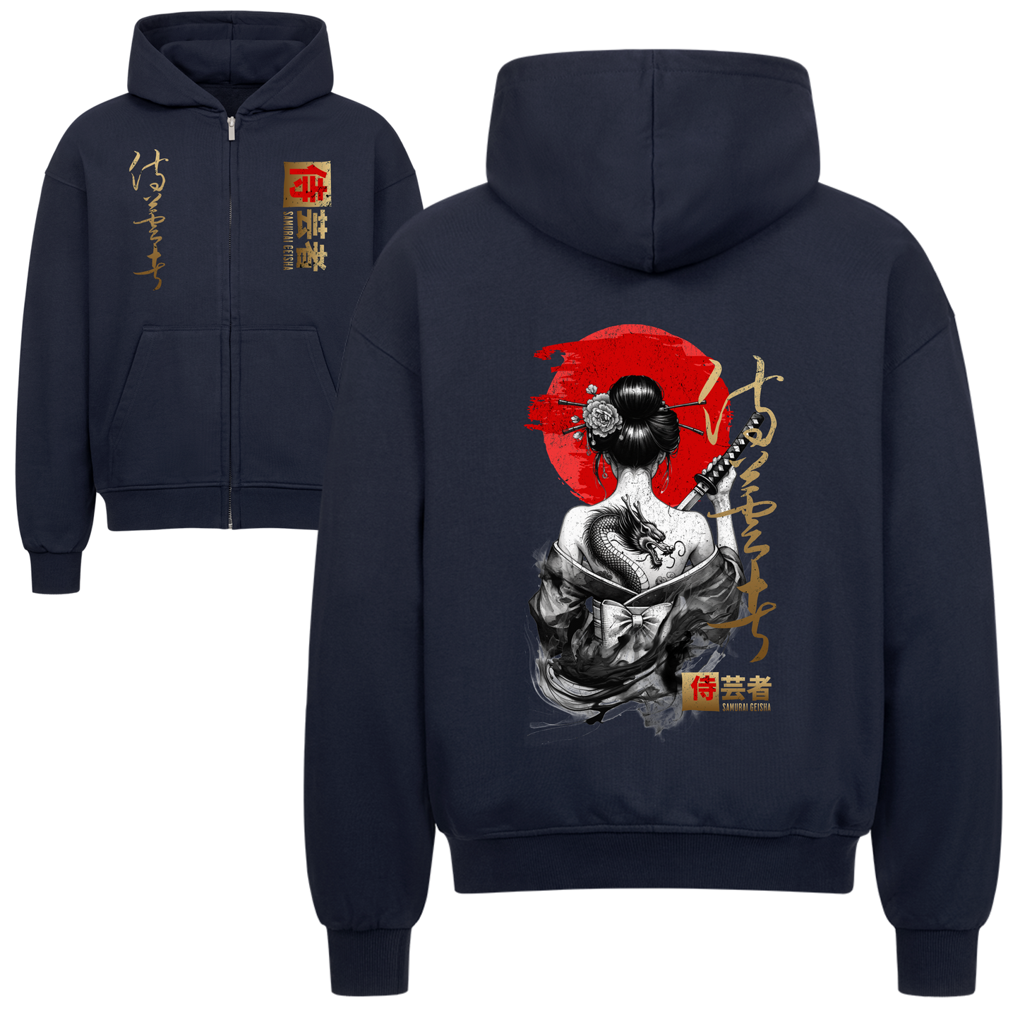 Samurai Geisha Oversized Zipper Hoodie