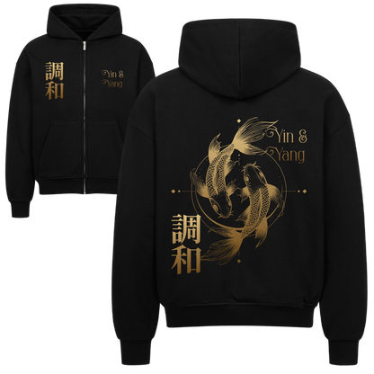 The Koi Harmony Oversized Zipper Hoodie