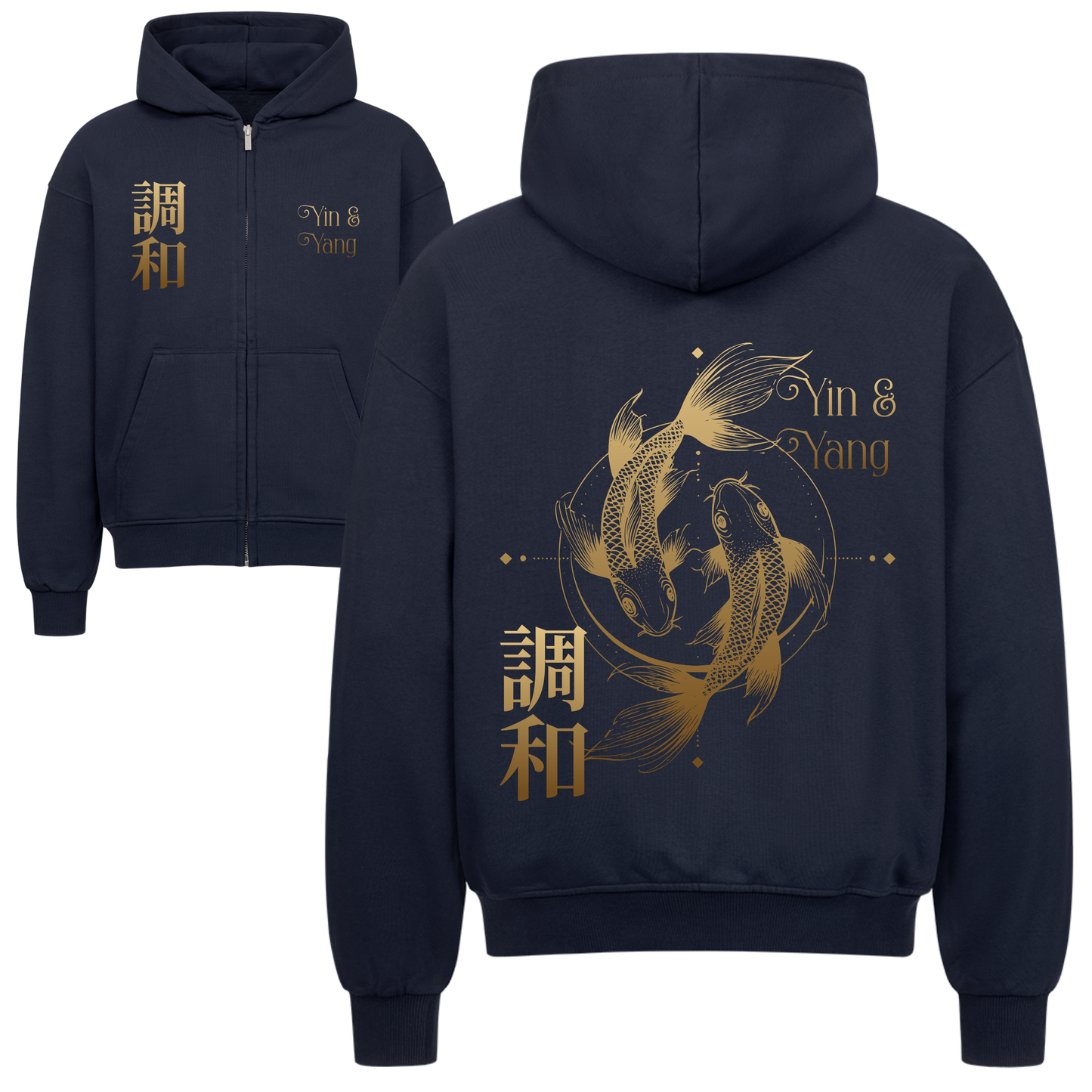 The Koi Harmony Oversized Zipper Hoodie