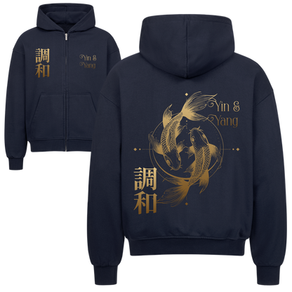 The Koi Harmony Oversized Zipper Hoodie