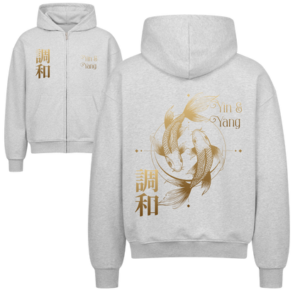 The Koi Harmony Oversized Zipper Hoodie